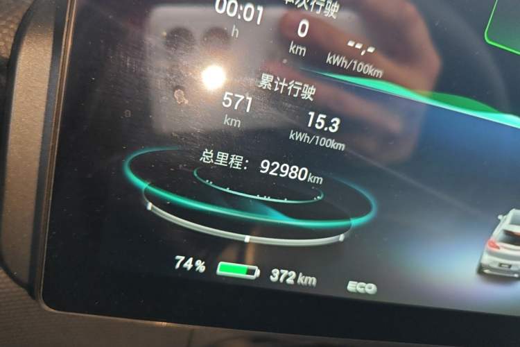 Used AION V 2021 Plus 70 Smart Edition Lithium Iron Phosphate Odometer Close Up