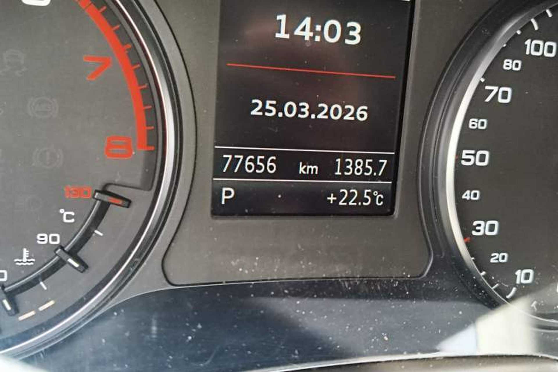 Used Audi A3 2015 Sportback 40 TFSI Automatic Comfort Model Odometer Close Up