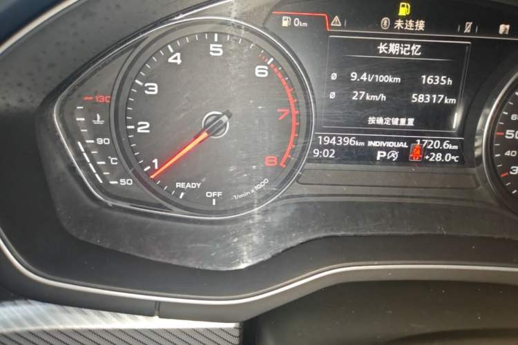 Used Audi A4L 2017 Plus 40 TFSI Fashion Model Odometer Close Up