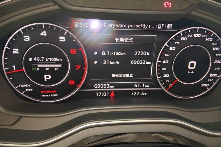 Used Audi A4L 2019 40 TFSI Fashion Edition China VI Emission Standard Odometer Close Up