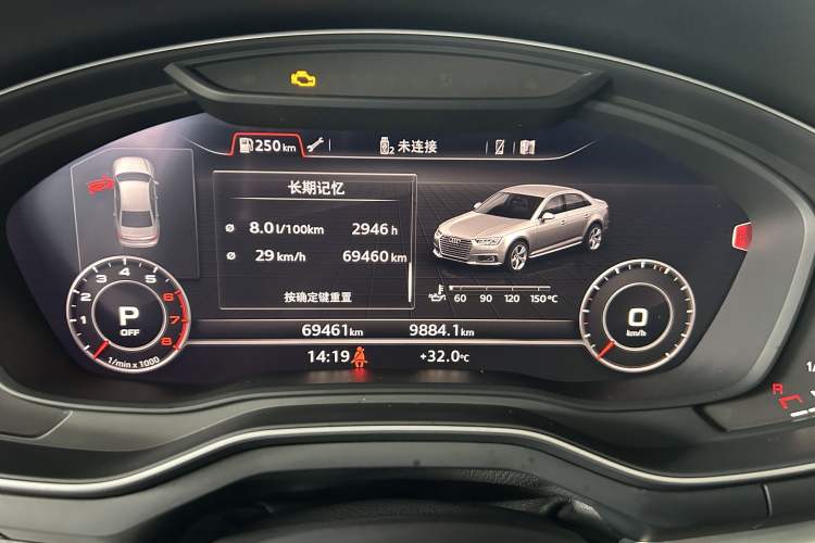Used Audi A4L 2019 40 TFSI Fashion Edition China VI Emission Standard Odometer Close Up