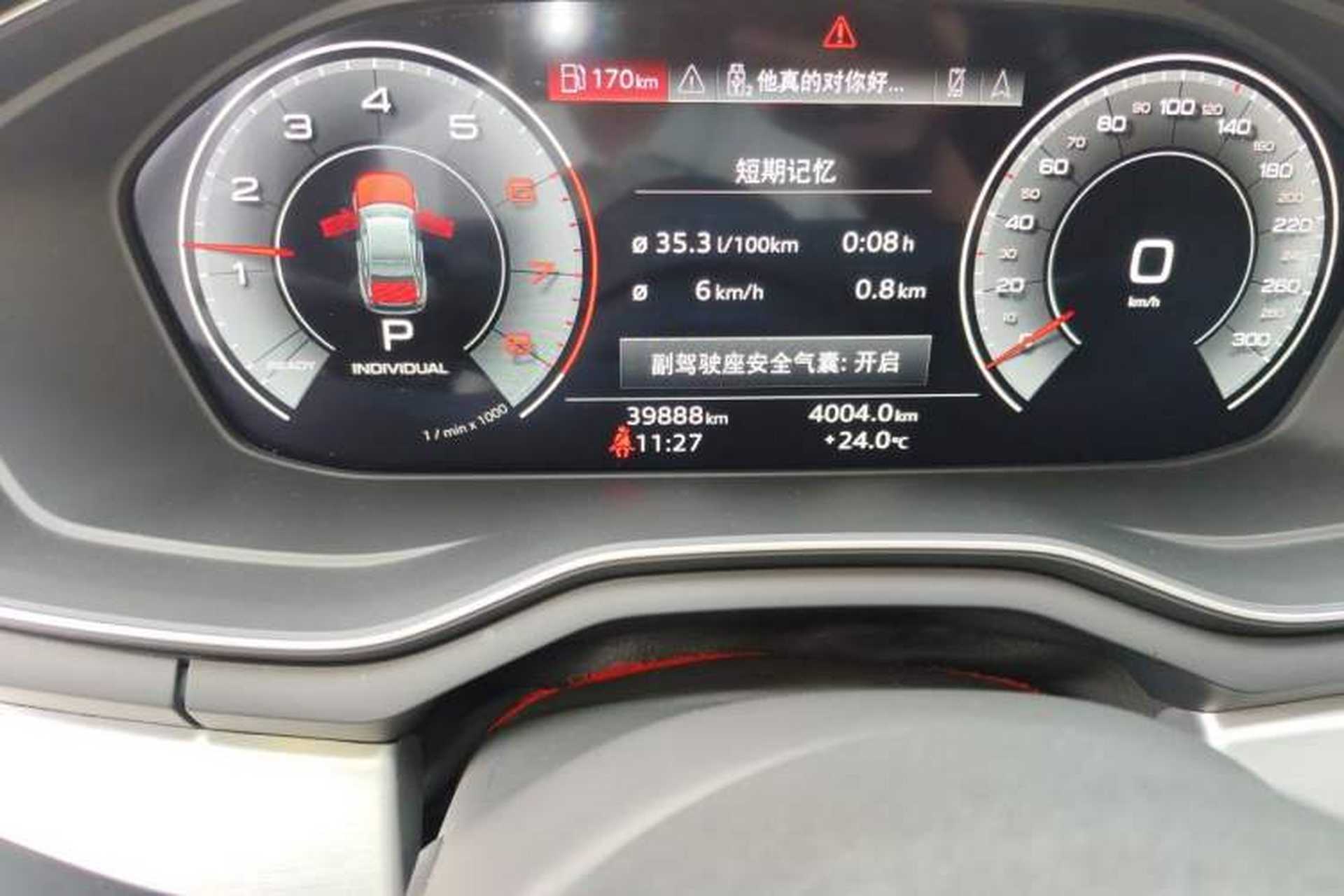 Used Audi A4L 2020 40 TFSI Luxury Dynamic Model Odometer Close Up