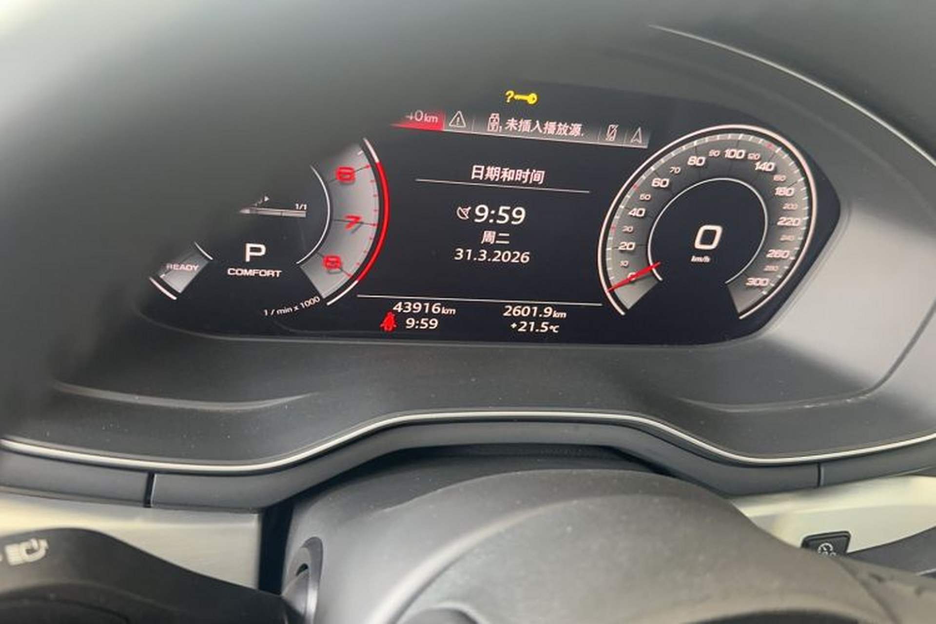 Used Audi A4L 2020 40 TFSI Luxury Dynamic Model Odometer Close Up
