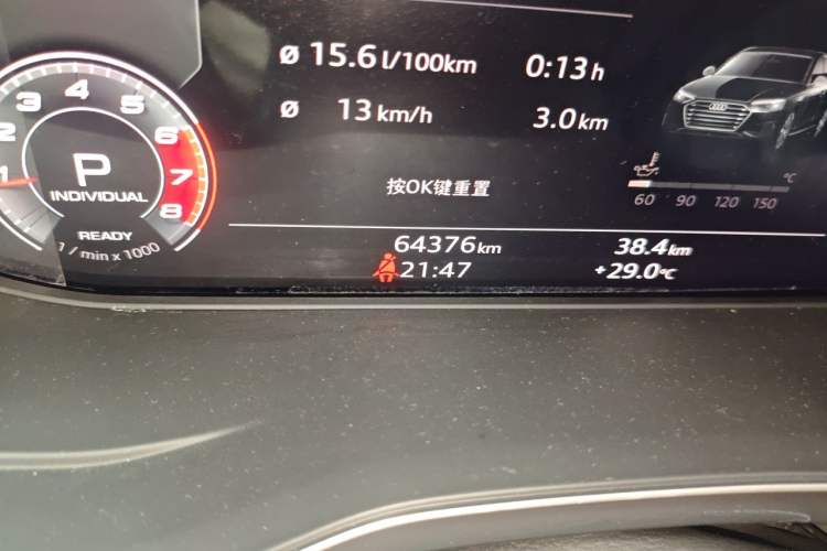Used Audi A4L 2020 40 TFSI Fashion Dynamic Model Odometer Close Up