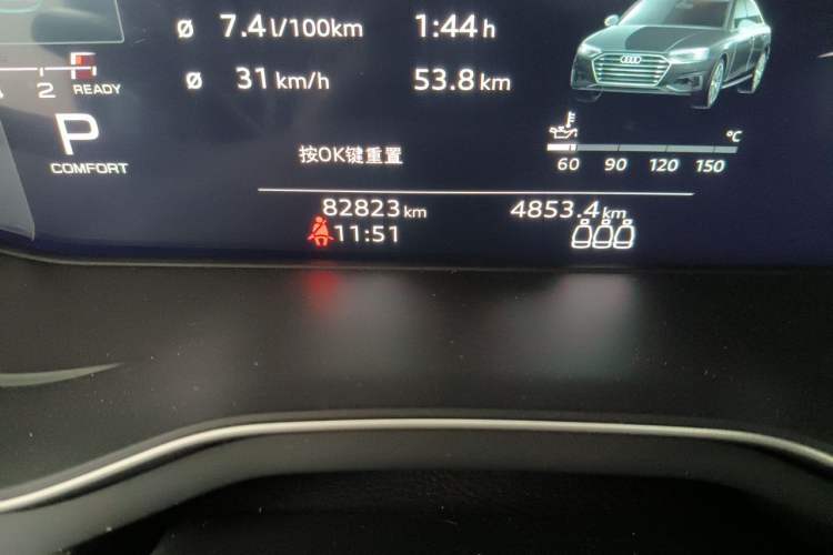 Used Audi A4L 2022 40 TFSI quattro RS Performance Package Odometer Close Up