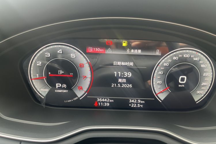 Used Audi A4L 2022 40 TFSI Fashion Dynamic Model Odometer Close Up