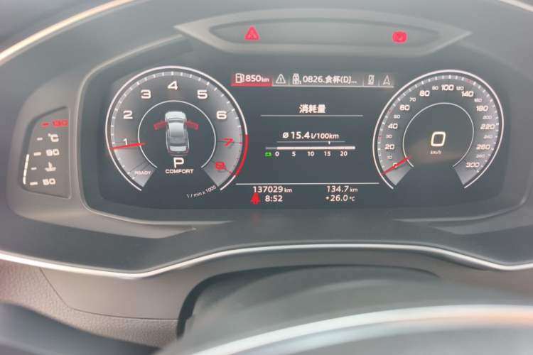 Used Audi A6L 2020 40 TFSI Luxury Dynamic Edition Odometer Close Up