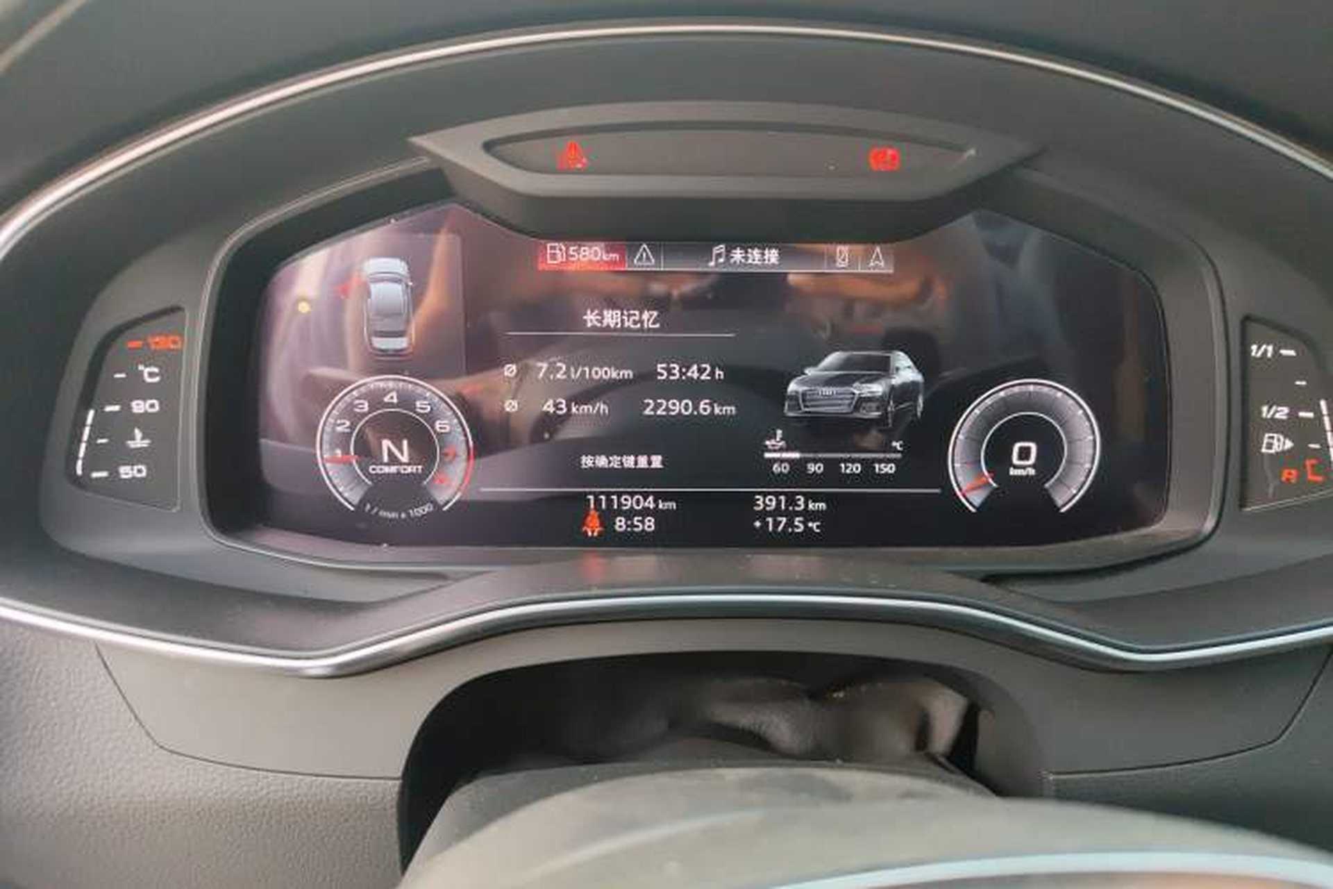 Used Audi A6L 2020 40 TFSI Luxury Dynamic Edition Odometer Close Up
