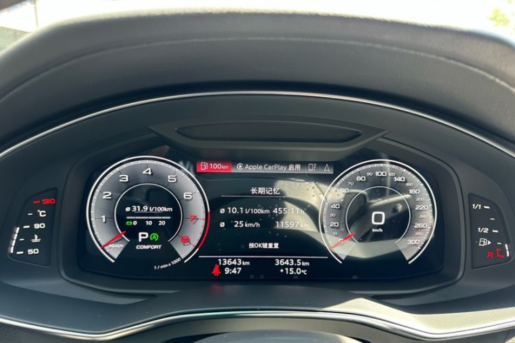 Used Audi A6L 2023 Revised 45 TFSI Prestige Dynamic Edition Odometer Close Up