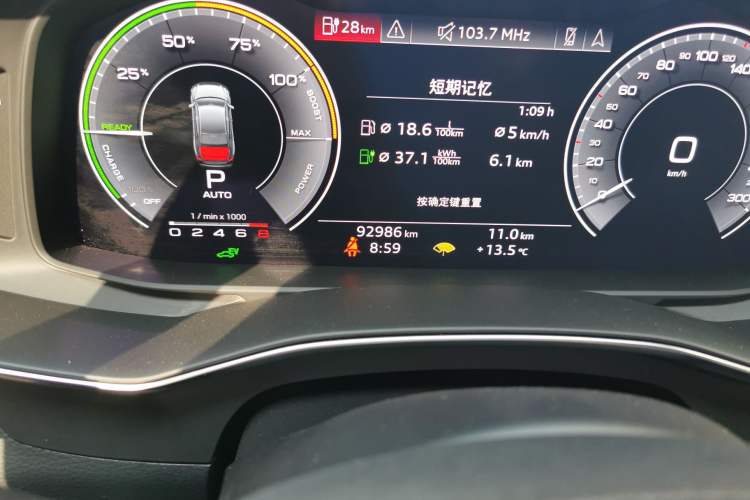 Used Audi A6L New Energy 2020 55 TFSI e quattro Odometer Close Up
