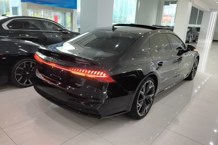 Used Audi A7L 2023 45 TFSI quattro S-line Black Warrior Edition Rear Right 45 Deg