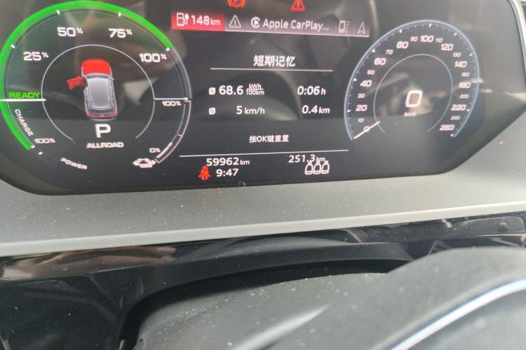 Used Audi e-tron 2021 50 quattro Prestige Edition Odometer Close Up