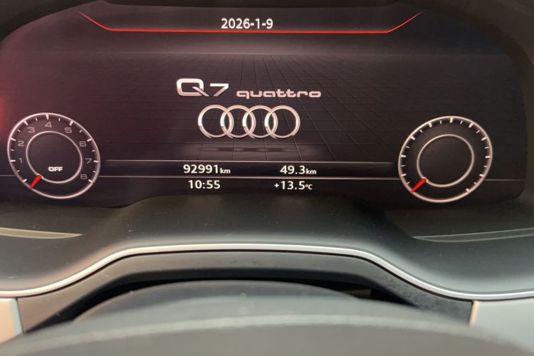 Used Audi Q7 2019 45 TFSI Comfort Model Odometer Close Up