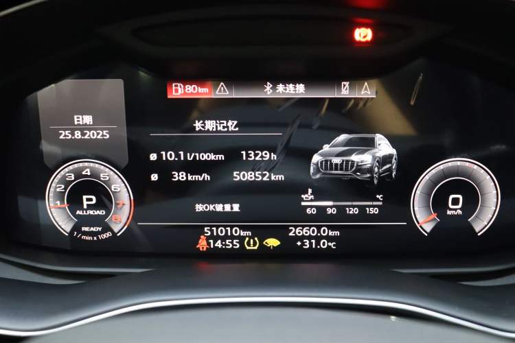 Used Audi Q8 2021 45 TFSI Luxury Prestige Edition Odometer Close Up