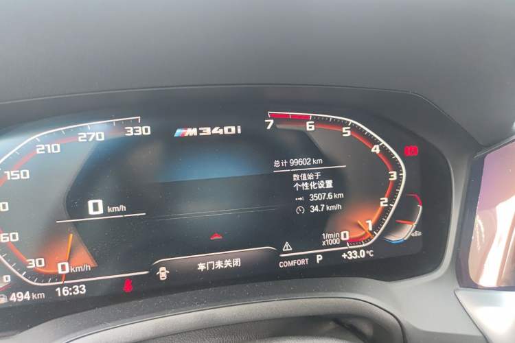 Used BMW 3 Series 2020 325Li First Edition Odometer Close Up