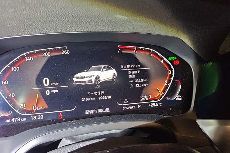 Used BMW 3 Series 2020 325Li M Sport Night Edition Package Odometer Close Up