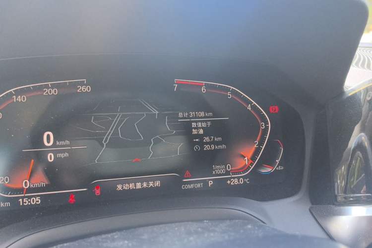 Used BMW 3 Series 2021 Second Facelift 325Li M Sport Package Odometer Close Up