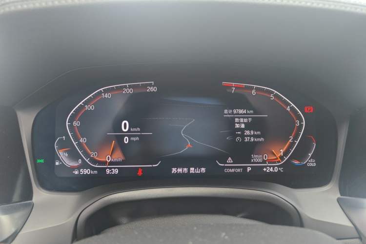 Used BMW 3 Series 2022 325Li M Sport Package Odometer Close Up
