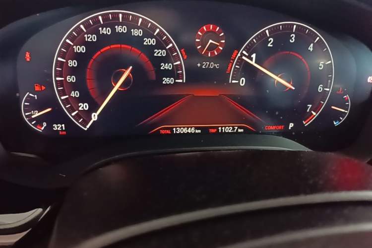 Used BMW 5 Series 2019 530Li Leading Model Luxury Package Odometer Close Up