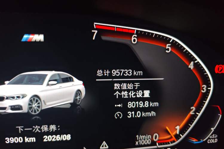 Used BMW 5 Series 2020 530i M Sport Package Odometer Close Up