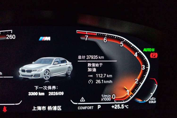 Used BMW 5 Series 2021 540i Sport Line M Sport Package Odometer Close Up
