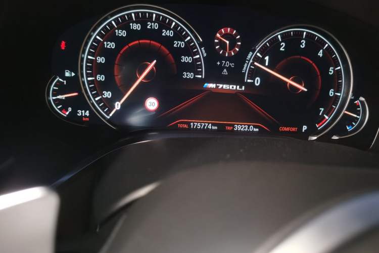 Used BMW 7 Series 2017 M760Li xDrive Odometer Close Up