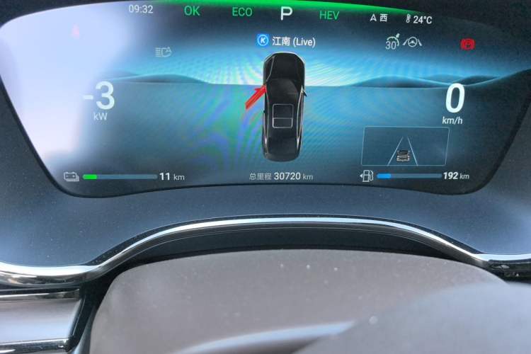 Used BYD Han 2024 DM-i Glory Edition 121KM Elite Model Odometer Close Up