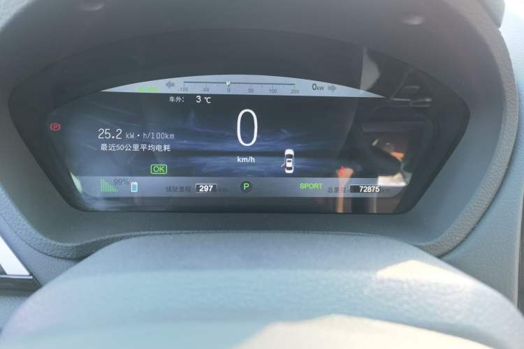 Used BYD Qin New Energy 2016 Qin EV300 Prestige Model Odometer Close Up