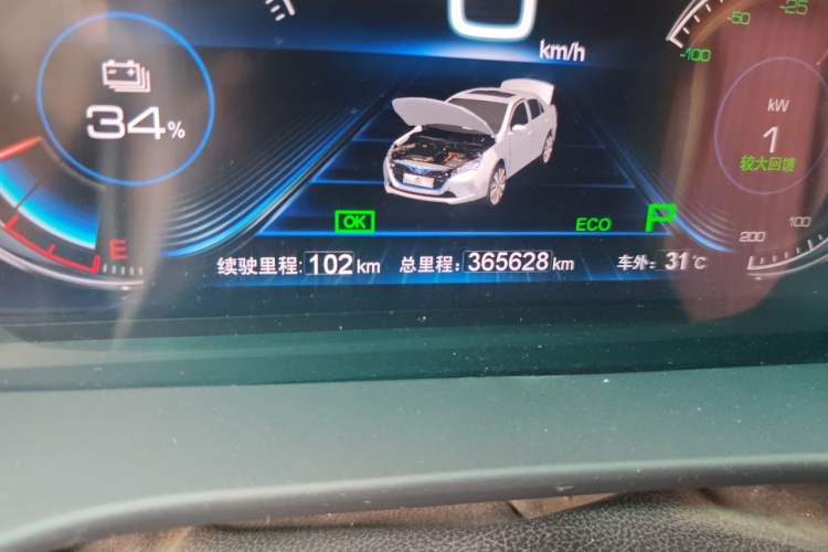 Used BYD Qin New Energy 2016 Qin EV300 Prestige Model Odometer Close Up