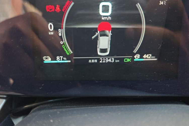 Used BYD Qin PLUS 2021 DM-i 55KM Flagship Model Odometer Close Up
