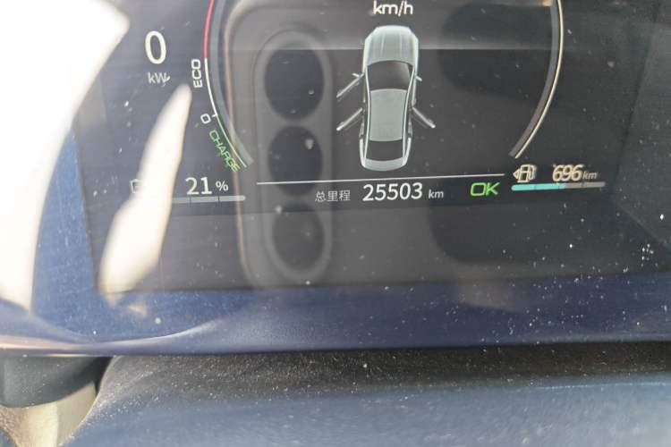 Used BYD Qin PLUS 2021 DM-i 55KM Flagship Model Odometer Close Up
