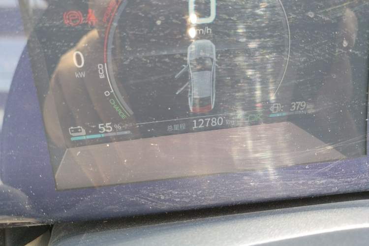 Used BYD Qin PLUS 2021 DM-i 55KM Flagship Model Odometer Close Up