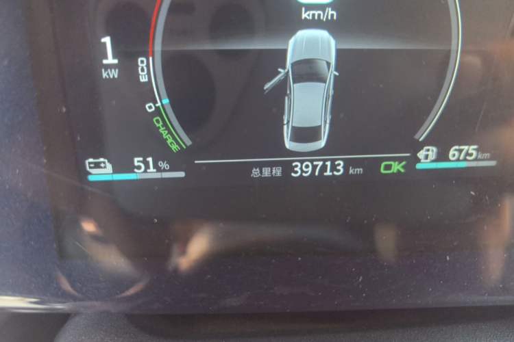 Used BYD Qin PLUS 2021 DM-i 55KM Flagship Model Odometer Close Up
