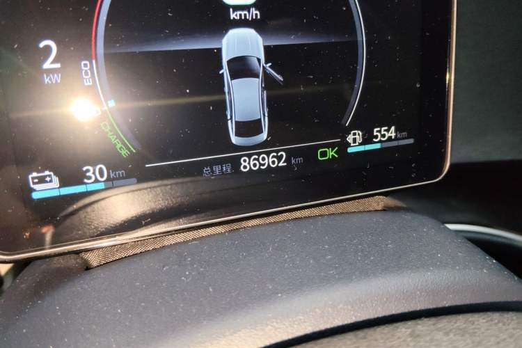 Used BYD Qin PLUS 2021 DM-i 55KM Flagship Model Odometer Close Up