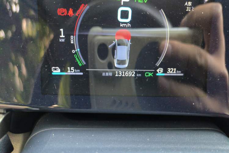 Used BYD Qin PLUS 2021 DM-i 55KM Flagship Model Odometer Close Up