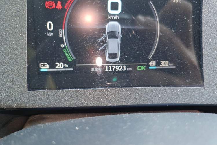 Used BYD Qin PLUS 2021 DM-i 55KM Flagship Model Odometer Close Up