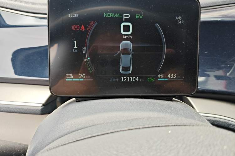 Used BYD Qin PLUS 2021 DM-i 55KM Flagship Model Odometer Close Up