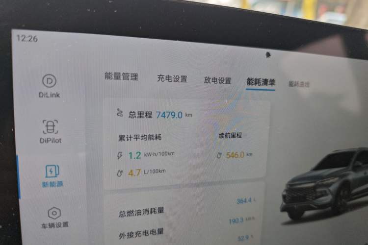 Used BYD Song Pro New Energy 2024 HONOR Edition DM-i 71KM Navigation Model Odometer Close Up