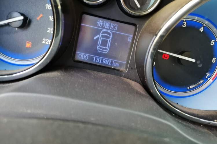 Used Chery E3 2013 1.5L Manual ZhiShang Model Odometer Close Up