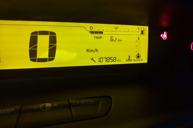Used Citroen C-Quatre 2011 Sedan 1.6L Automatic Comfort Model Odometer Close Up