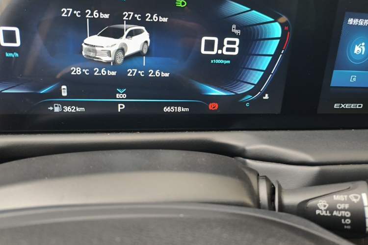 Used EXEED Lingyun 2021 290T Four-Wheel Drive Star Edition Odometer Close Up