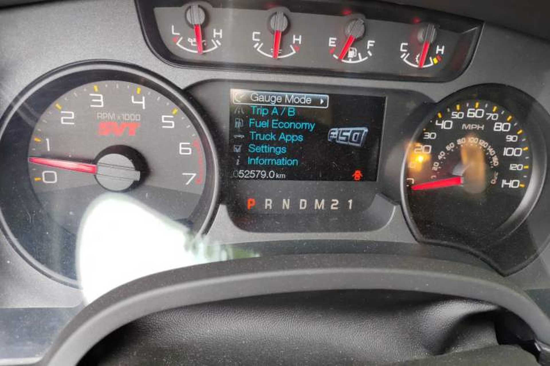 Used Ford F-150 Raptor 2011 6.2L SVT Raptor SuperCrew Odometer Close Up