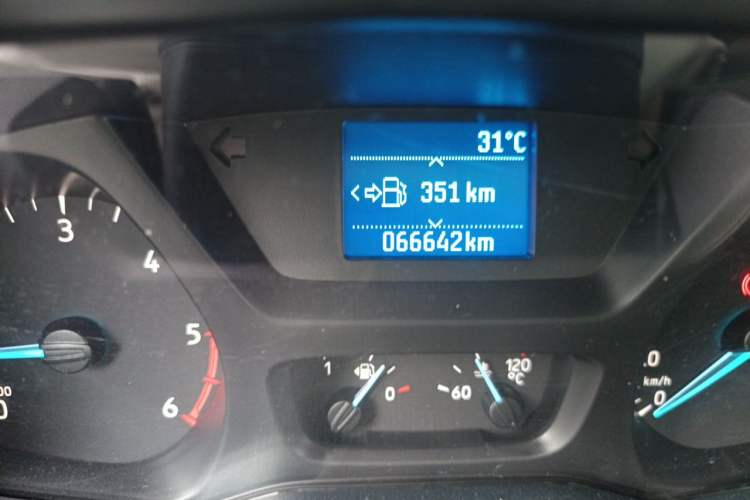 Used Ford Transit 2020 2.0T Diesel Multi-Function Commercial Vehicle Mid-Chassis Low-Roof Design with Dual Rear Doors Meeting China VI Emission Standards Odometer Close Up