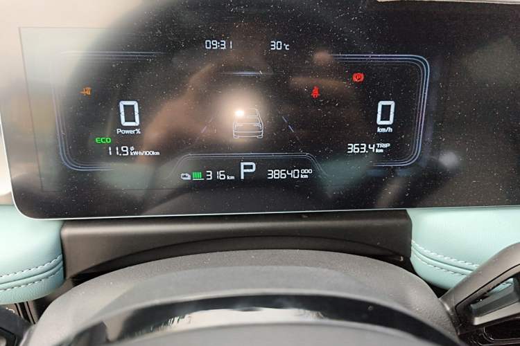 Used Geometry E Firefly 2024 401 km Fluorescent Odometer Close Up