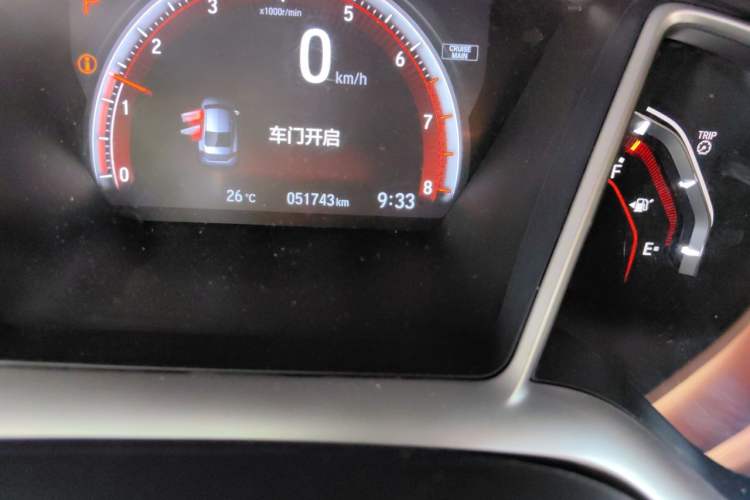 Used Honda Civic 2019 220TURBO CVT Dynamic Edition China VI Emission Standard Odometer Close Up