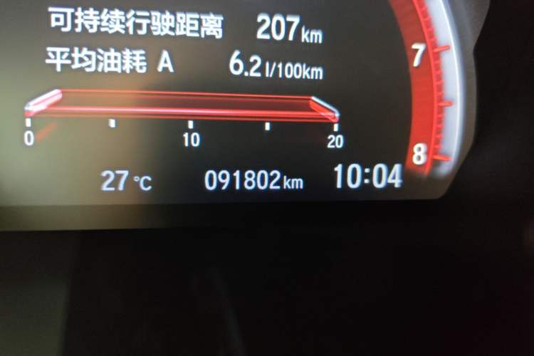 Used Honda Civic 2019 220TURBO CVT Dynamic Edition China VI Emission Standard Odometer Close Up