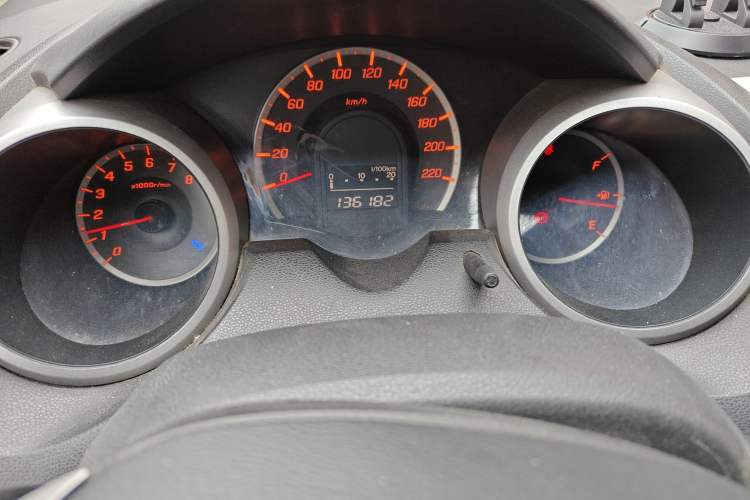 Used Honda Fit 2008 1.3L manual comfort version Odometer Close Up
