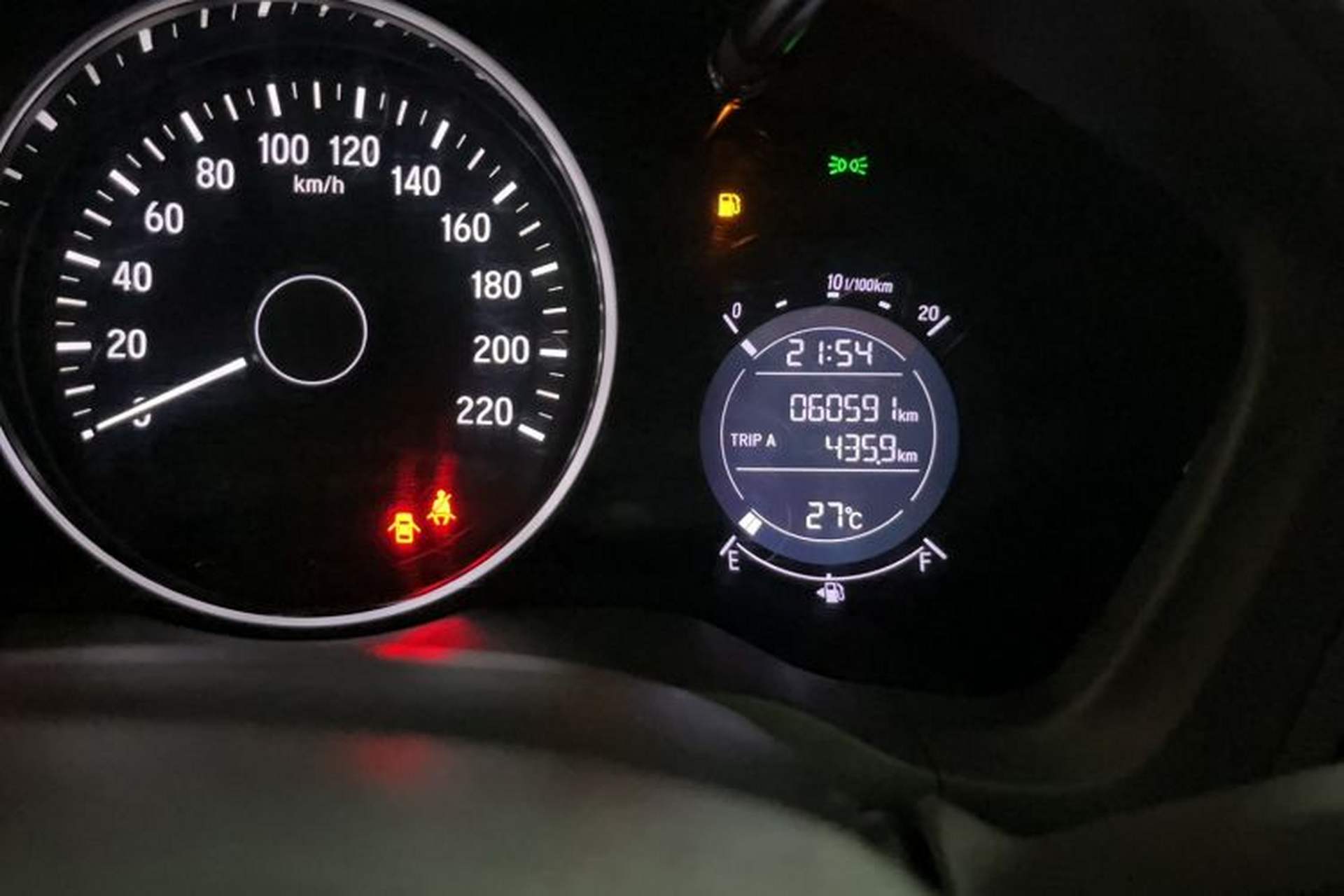 Used Honda Vezel 2020 1.5L CVT Elite Edition Odometer Close Up