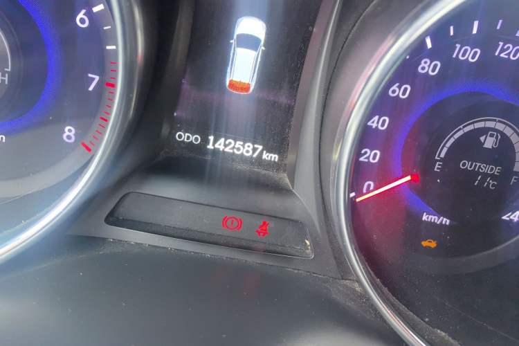 Used Hyundai Santa Fe 2015 2.0T Automatic All-Wheel Drive Smart Version 5 Seats Odometer Close Up