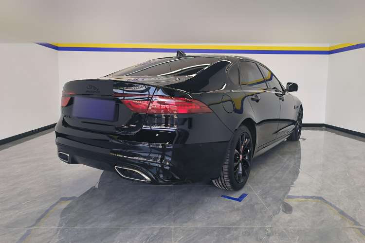 Used Jaguar XFL 2021 XFL 2.0T P250 All-Wheel-Drive Shimmering Black Sport Edition Rear Right 45 Deg